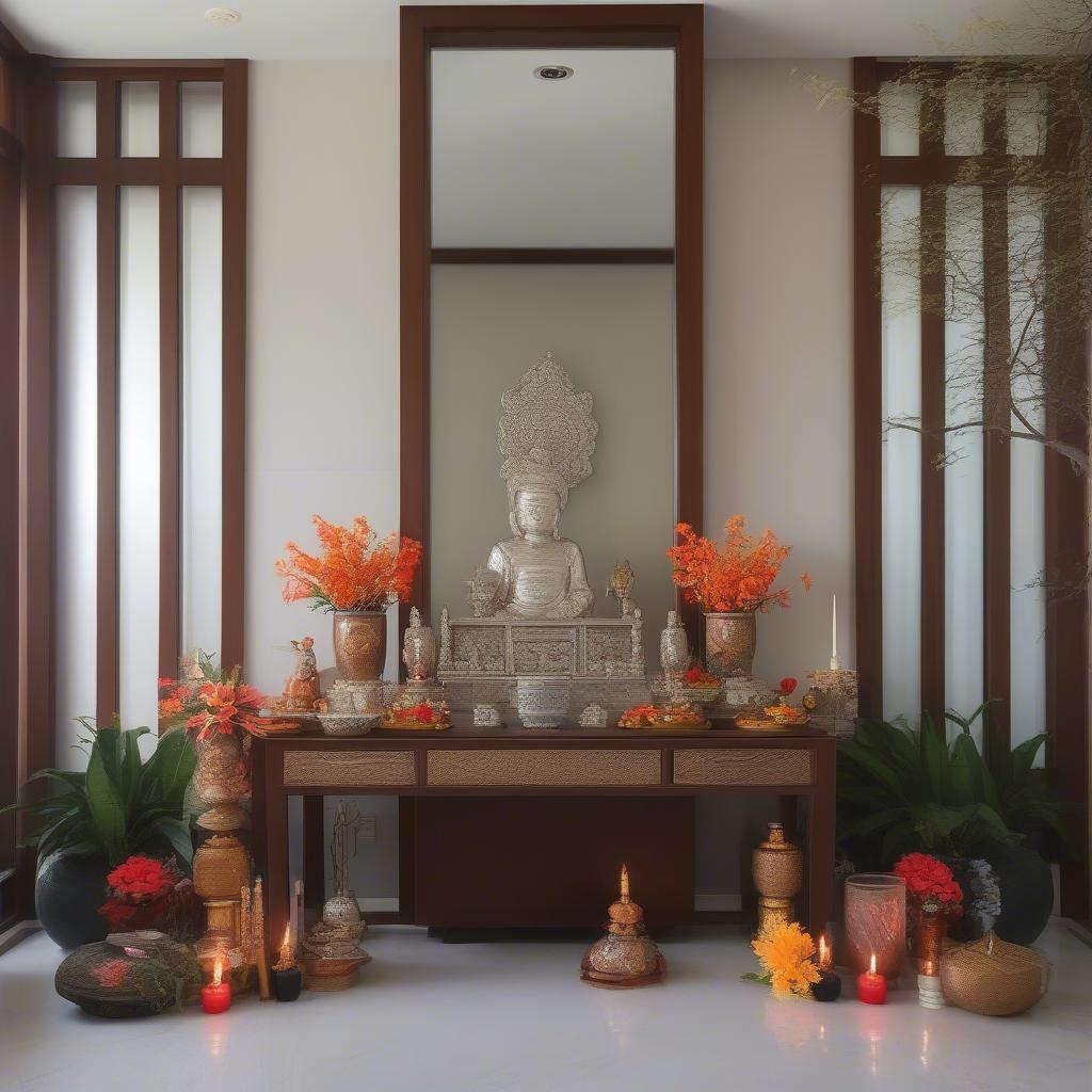 Bàn thờ ông địa bằng kính đẹp