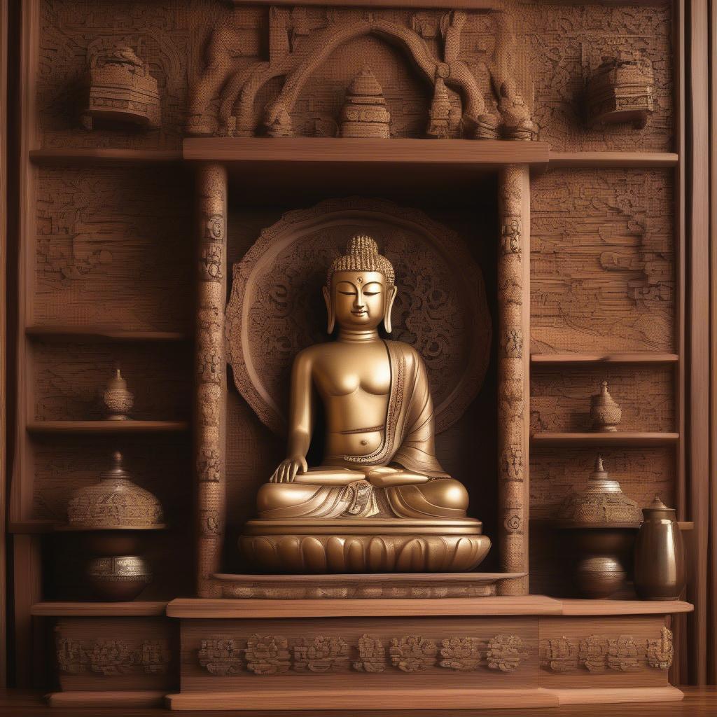 Bàn thờ Phật treo tường gỗ tự nhiên