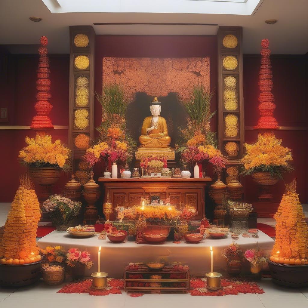 Bàn thờ truyền thống với nến