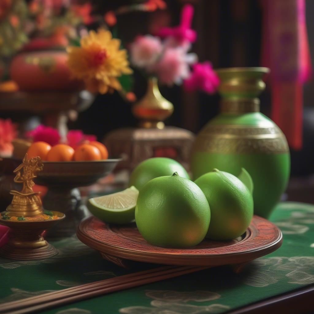 Bưởi Tết trên bàn thờ