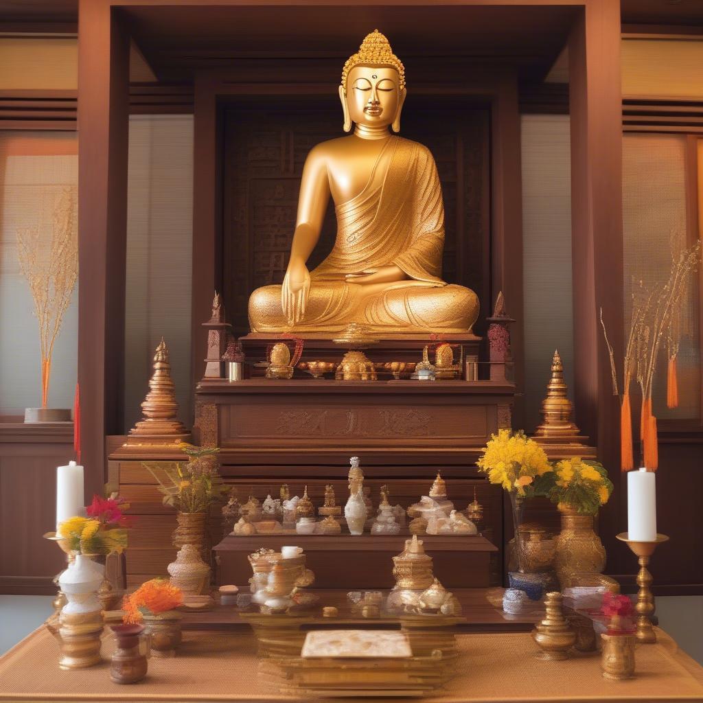 Cách bài trí bàn thờ gỗ thờ Phật