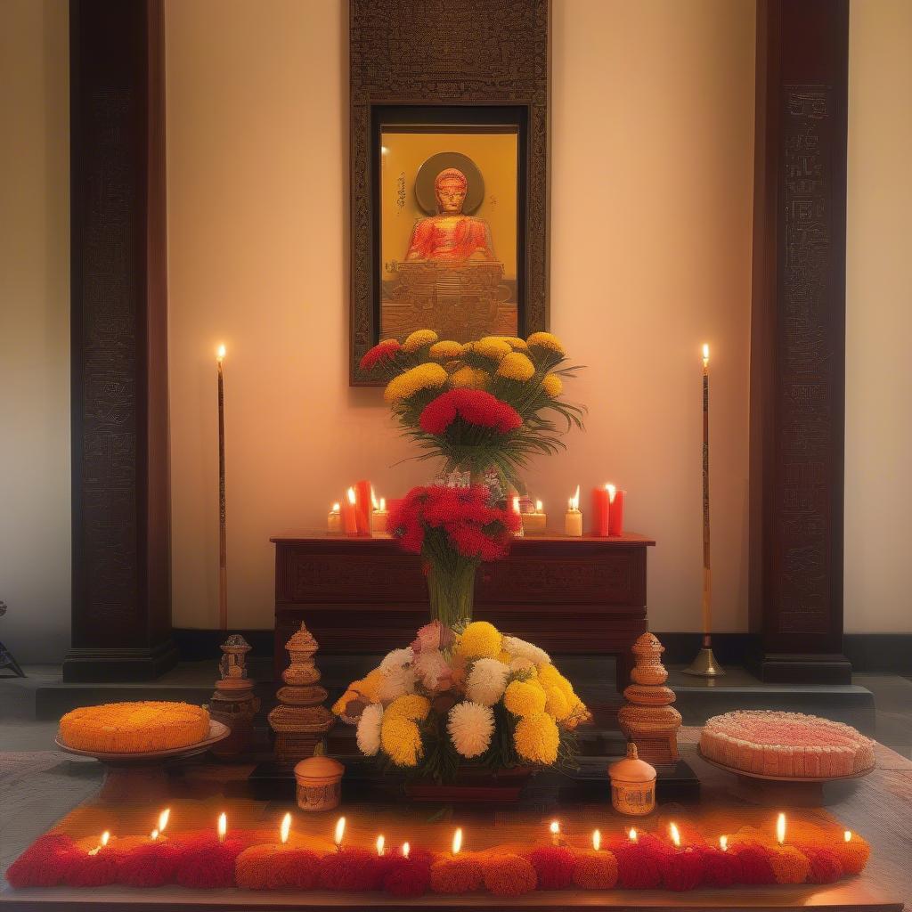 Cắm hoa bàn thờ ngày Tết