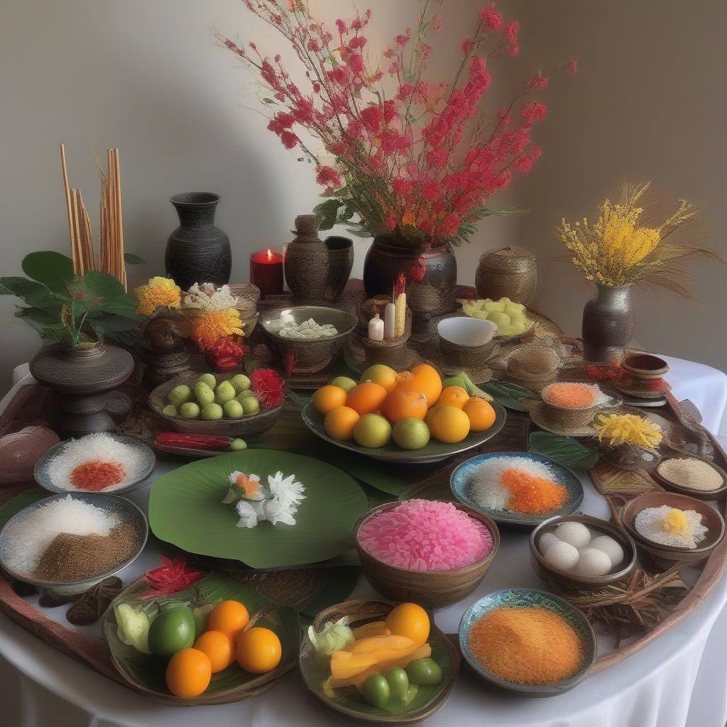 Chuẩn bị lễ vật cúng bàn thờ