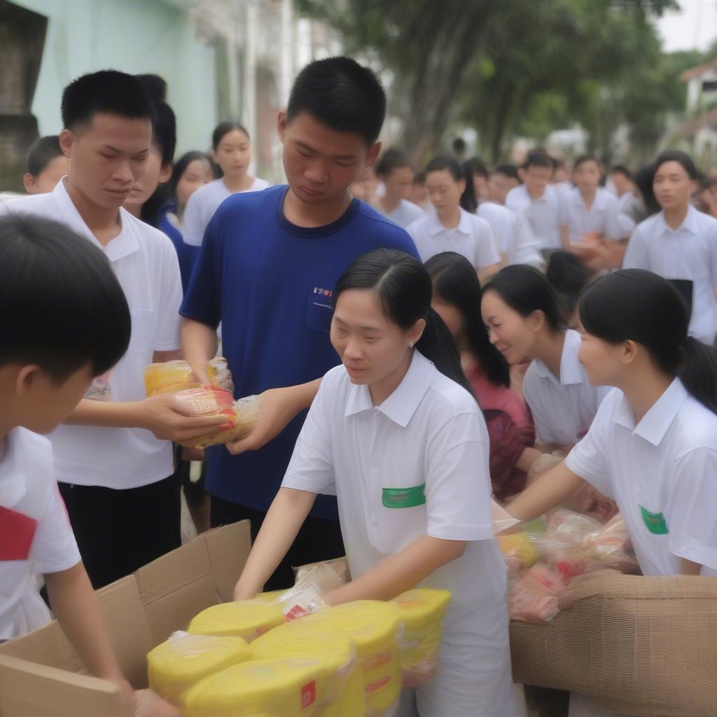 Giới trẻ tham gia các hoạt động từ thiện tại nhà thờ Thanh Đa