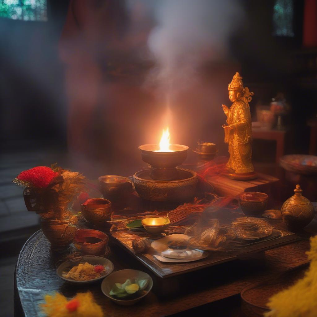 Nghi thức hít khỏi bàn thờ mang đậm nét tâm linh truyền thống Việt Nam