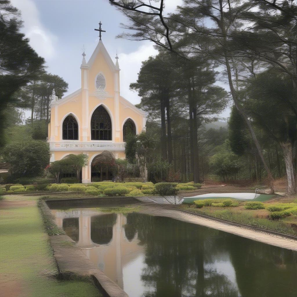 Không gian yên bình tại Nhà thờ Domaine de Marie Đà Lạt