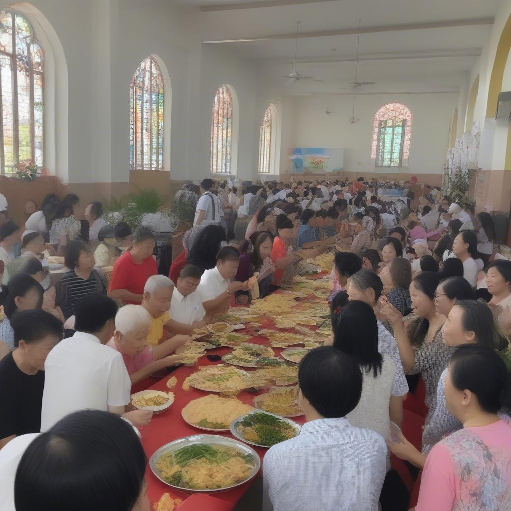 Lễ thứ 7 nhà thờ Tân Sa Châu sinh hoạt cộng đồng