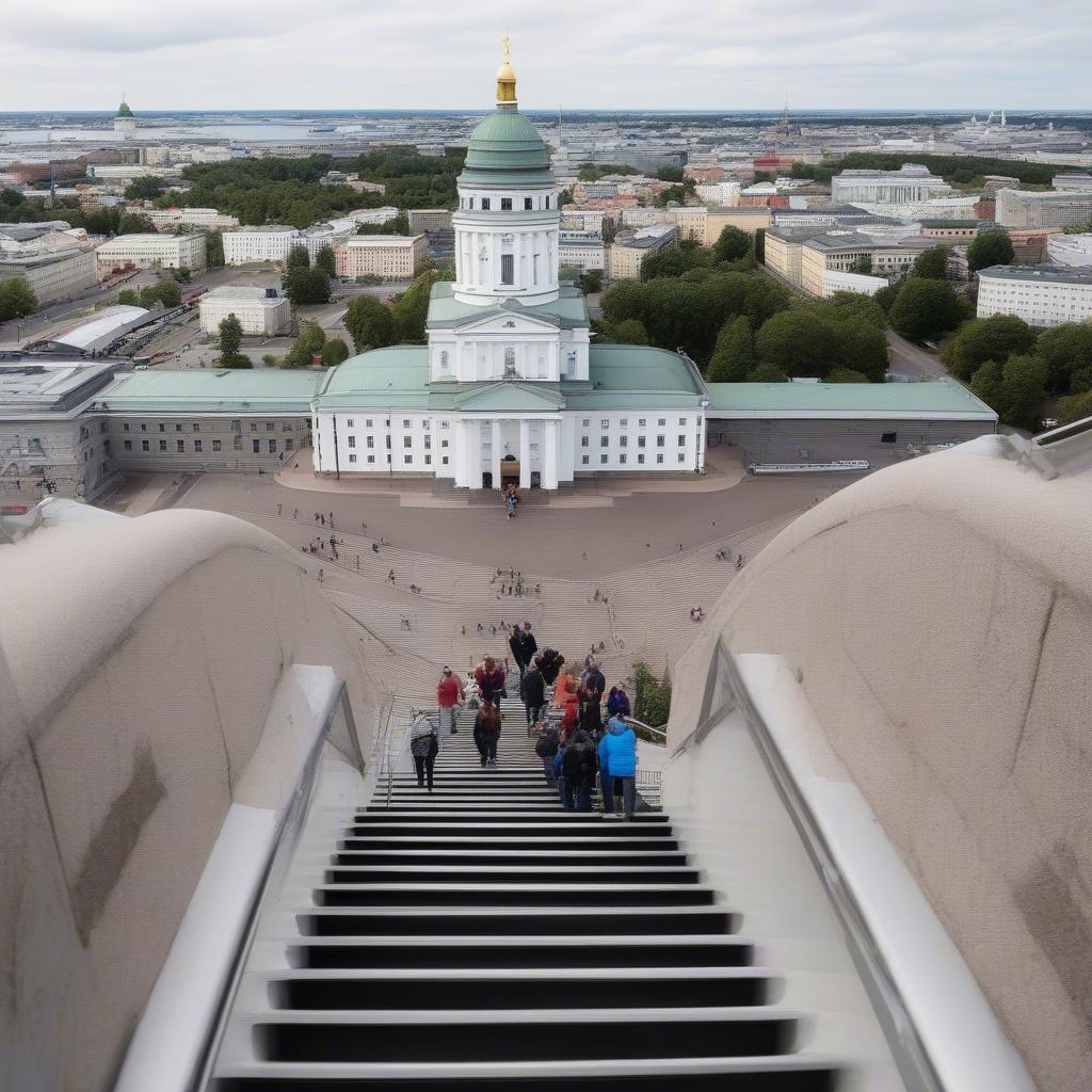 Leo lên tháp chuông nhà thờ Helsinki