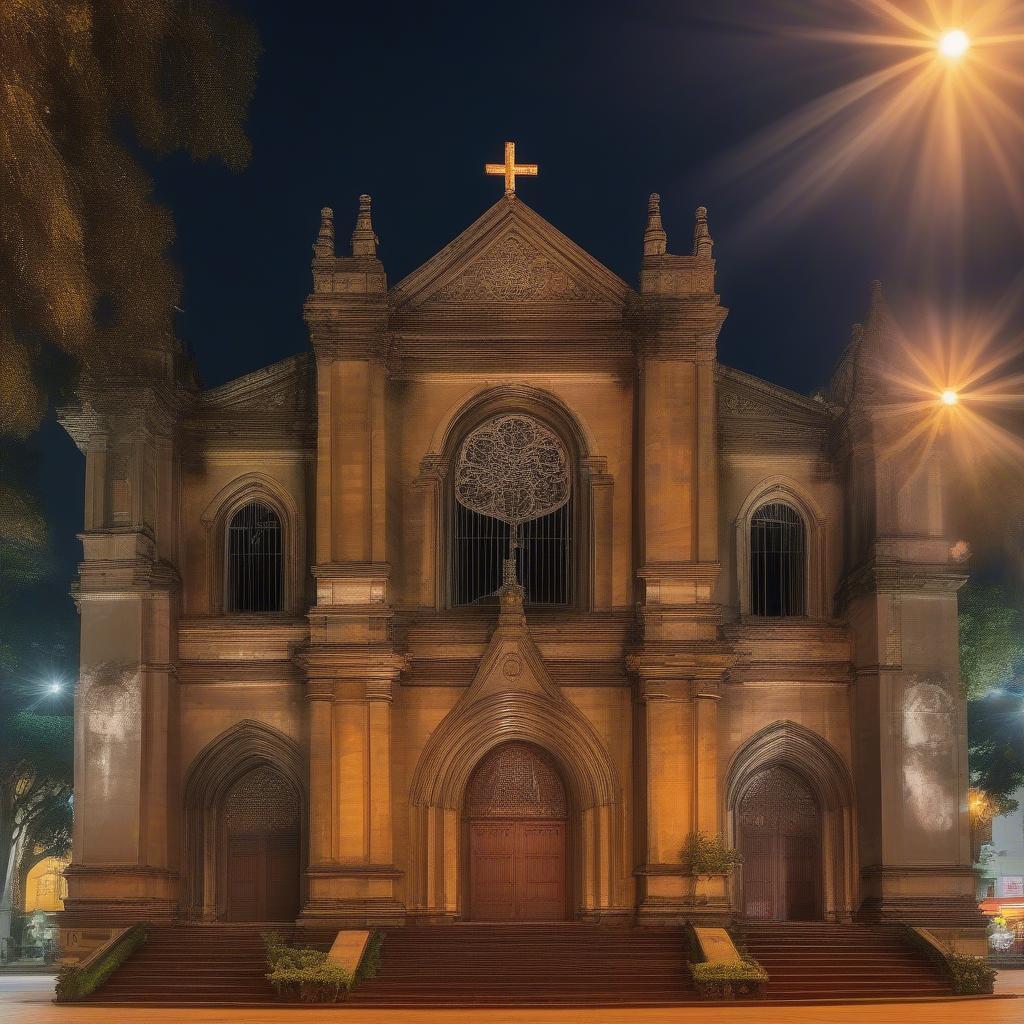 St. Joseph's Cathedral Hanoi at night