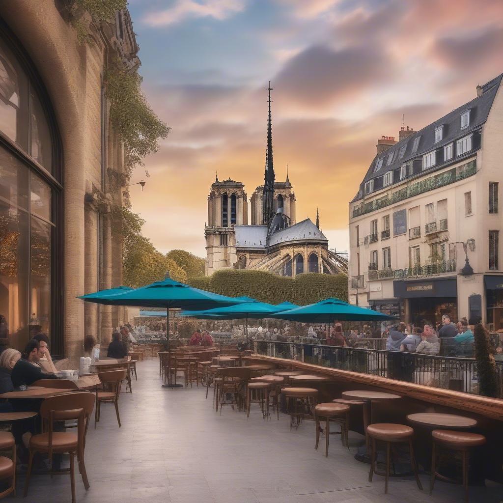 Coffee shop with a view of Notre Dame Cathedral – perfect for Instagram photos