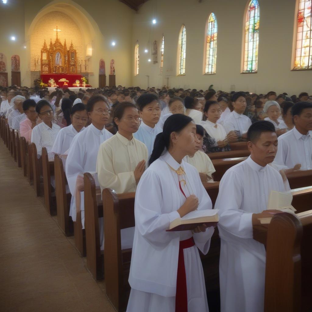 Tham dự thánh lễ nhà thờ Dĩ An