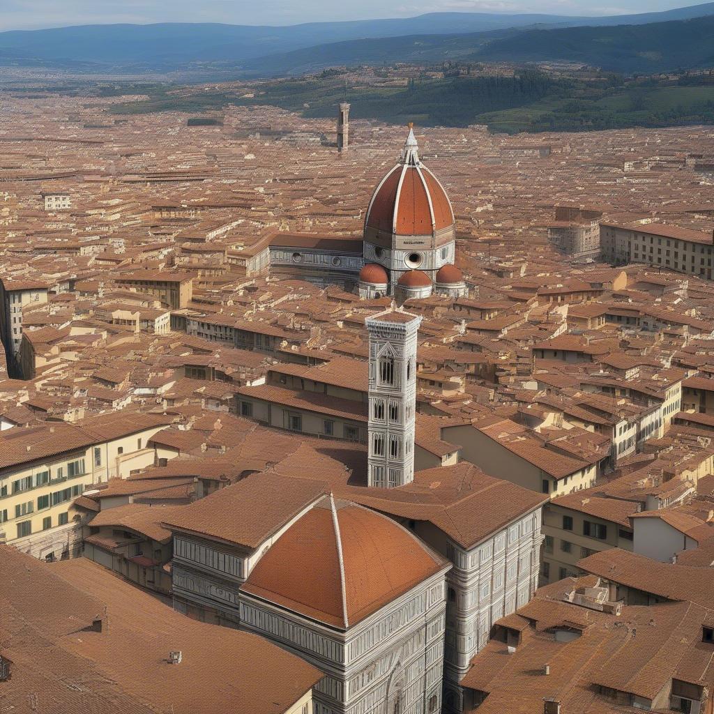 Toàn cảnh thành phố Florence nhìn từ mái vòm nhà thờ Santa Maria del Fiore