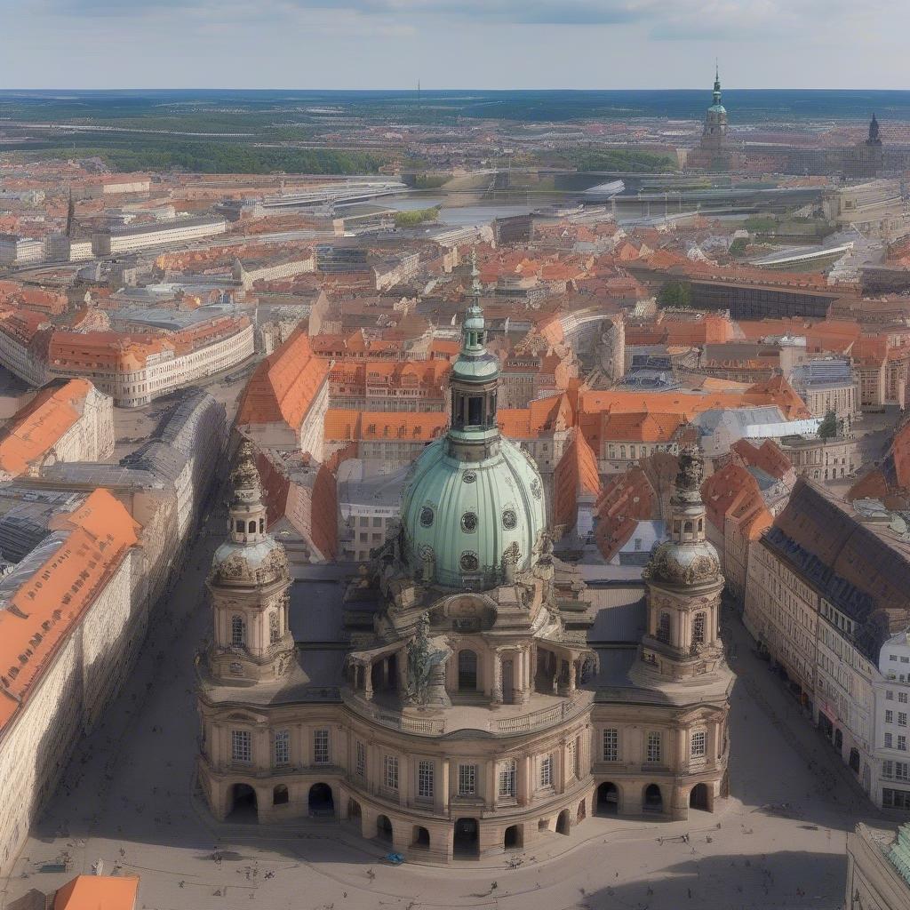 Toàn cảnh thành phố Dresden từ mái vòm Frauenkirche