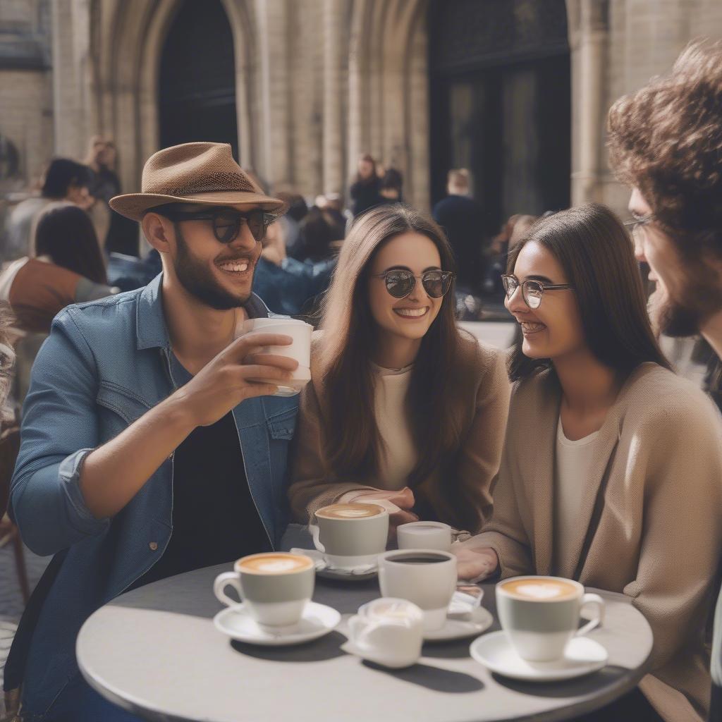 Enjoying the unique experience of coffee near Notre Dame Cathedral